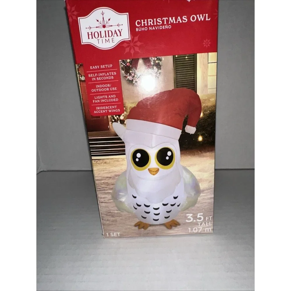 Holiday‎ Time Christmas Owl Inflatable 3.5  ft Tall Outside Yard Decor LED